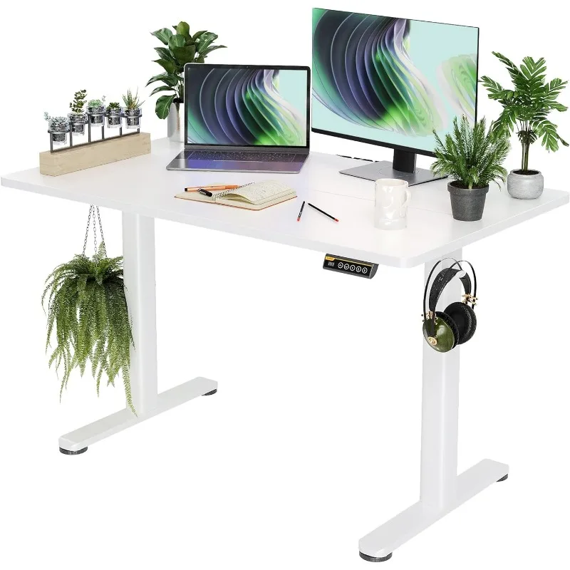 Electric Standing Desk, Adjustable Height Stand up Desk, 48x24 Inches Sit Stand Home Office Desk with Splice Board, Black Frame