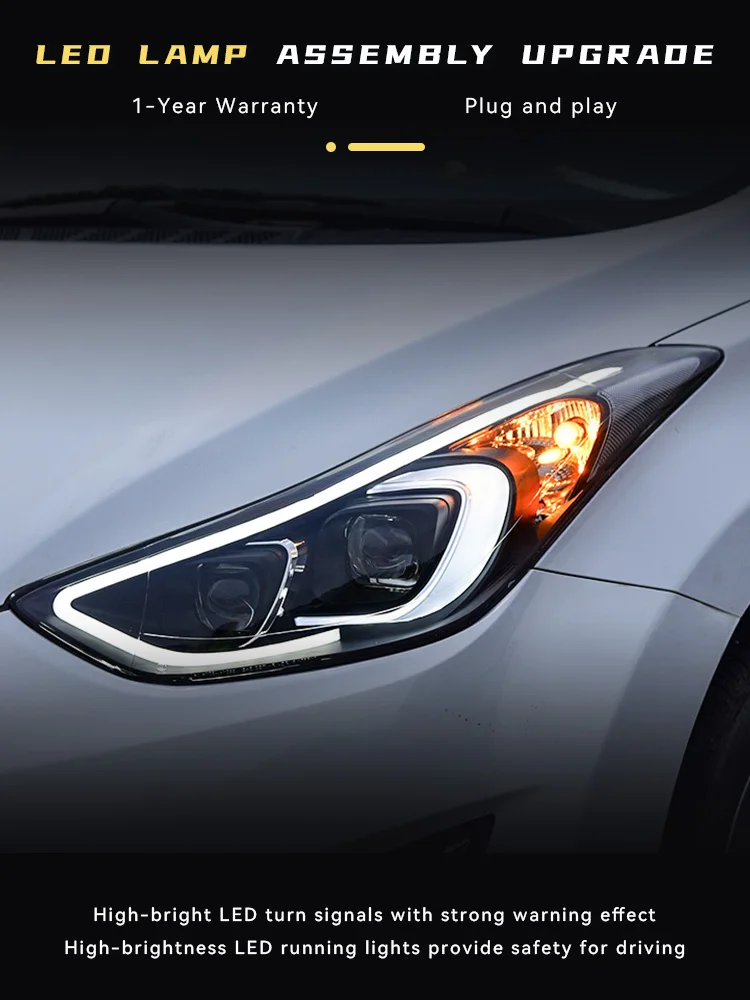 

Автомобильные фары для Hyundai Elantra 2012-2017, новое обновление, дьявольские глазки, передняя фара, DRL, сигнал поворота, инструмент, аксессуары