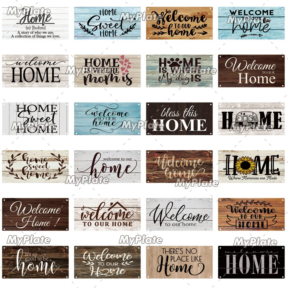 Welcome To Our Home Wooden Wall Plaque Wood Sign Plate Road Guide Wall Decoration Indicator Hanging Home House Door Deocr Gift