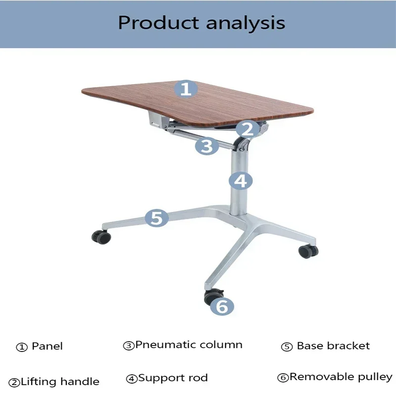 Hot Sale Pneumatic Automatic Lifting Table Movable Bedside Desk Laptop Desk Standing Adjustable Podium Training Desk XZ009