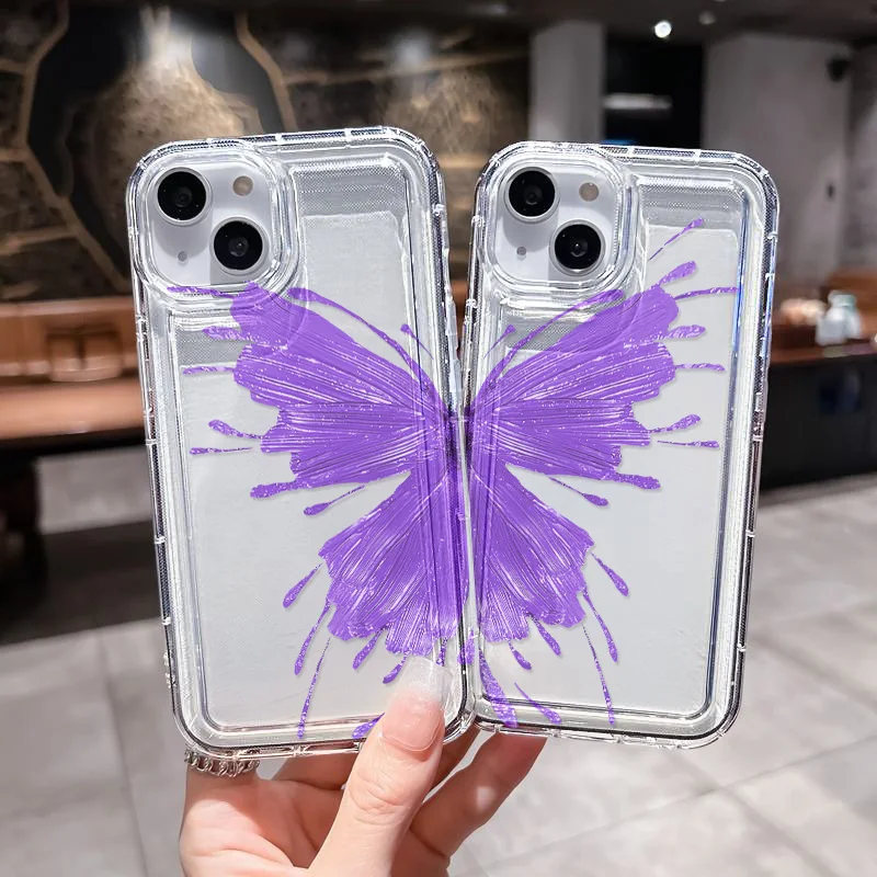 

Silicon Butterfly Case For Iphone 11 14 15 Pro Max 13 12 XR 7 8 Plus X Xs SE SE3 6s 14promax 15promax 13promax Airbag Soft Cover