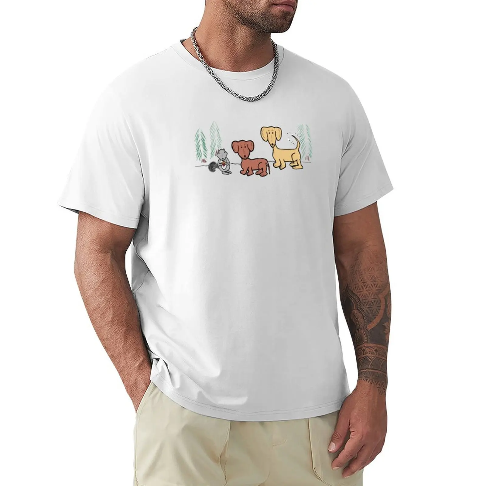 Squirrel Meets Hot Dogs T-Shirt cute tops summer clothes anime sweat mens tall t shirts