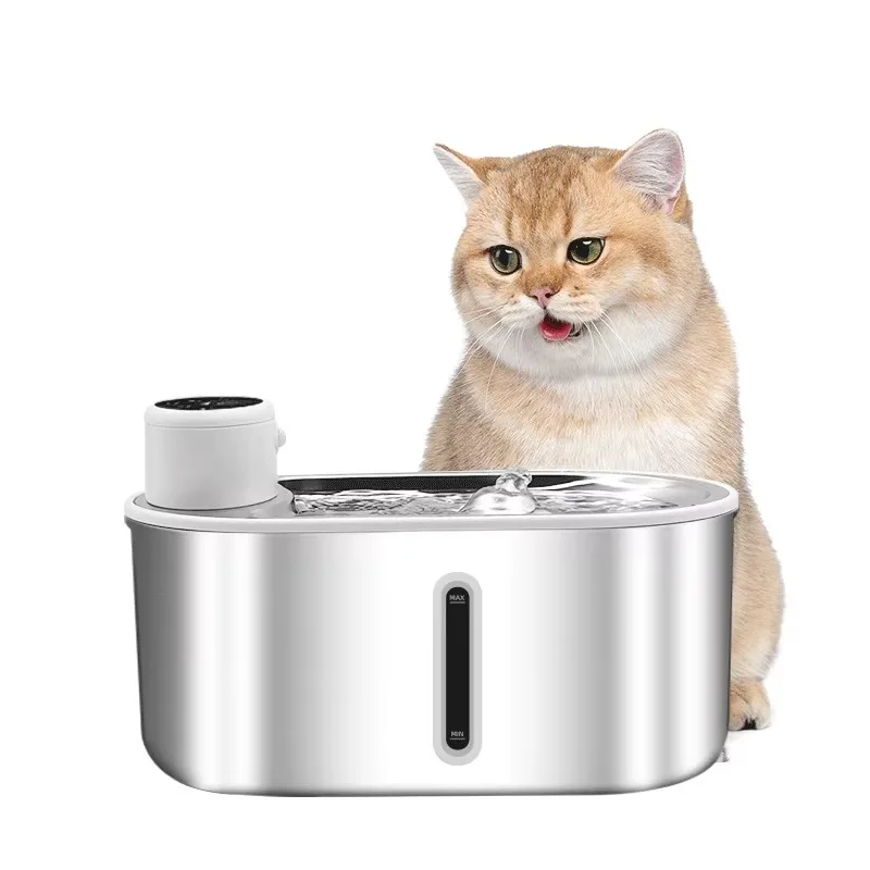 Stainless steel cat water dispenser with sensor wireless electric pet water dispenser cat and dog water dispenser