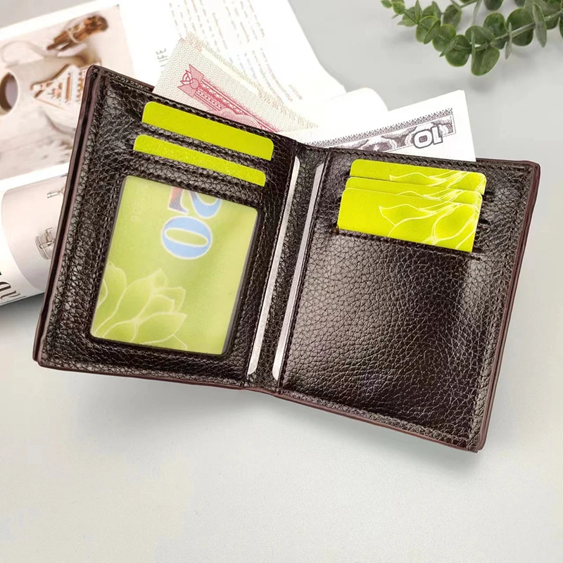 Portefeuille court en cuir PU pour hommes, poche à monnaie multi-fentes, porte-cartes de crédit d'affaires, porte-monnaie simple, sacs d'argent en dollars