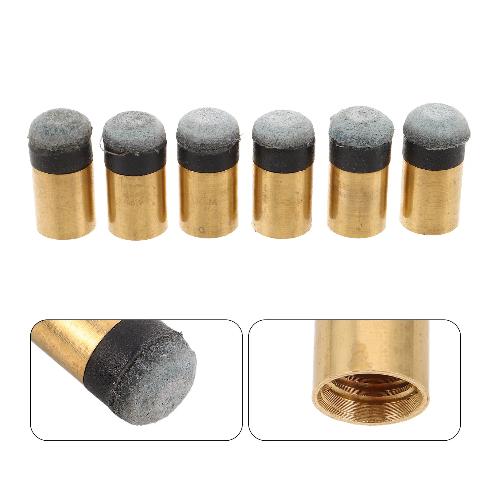 

6Pcs Pool Cue Tips Replacement Slip on 13Mm Copper Ferrule Billiard Cue Stick Repair Tool Kit Accurate Stable Contact Snooker
