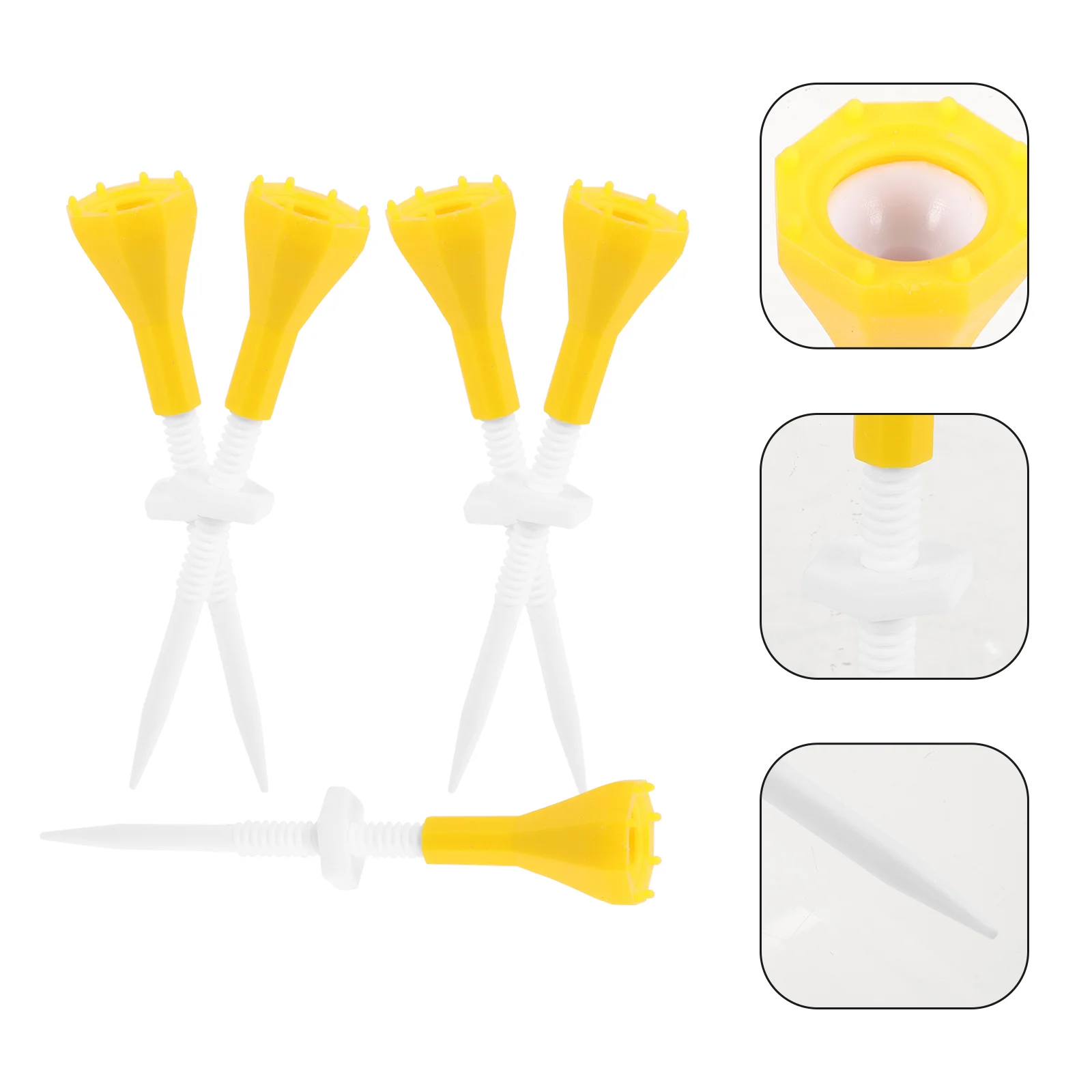 5 Pcs Golf Rubber Sleeve Tee Adjustable Limit Plastic Ball Holder (yellow) Golfs Practice Mat Tees Accessories Balls Stands