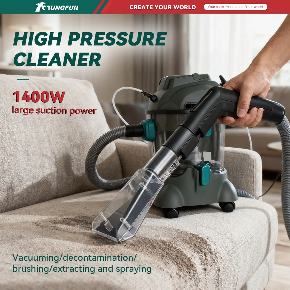 1400W Wet Dry Vacuum Cleaner 20L Tank With Shampoo Spray Function Portable Carpet Upholstery Washing Machine For Car Interior