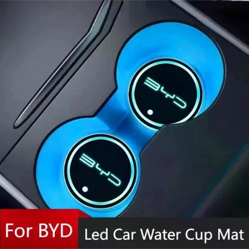 

Led Car Water Cup Mat For Byd atto 1 atto 3 seal song plus Dolphin f3 f0 Han Drink Holder Emblem Auto Interior Decorative Lights