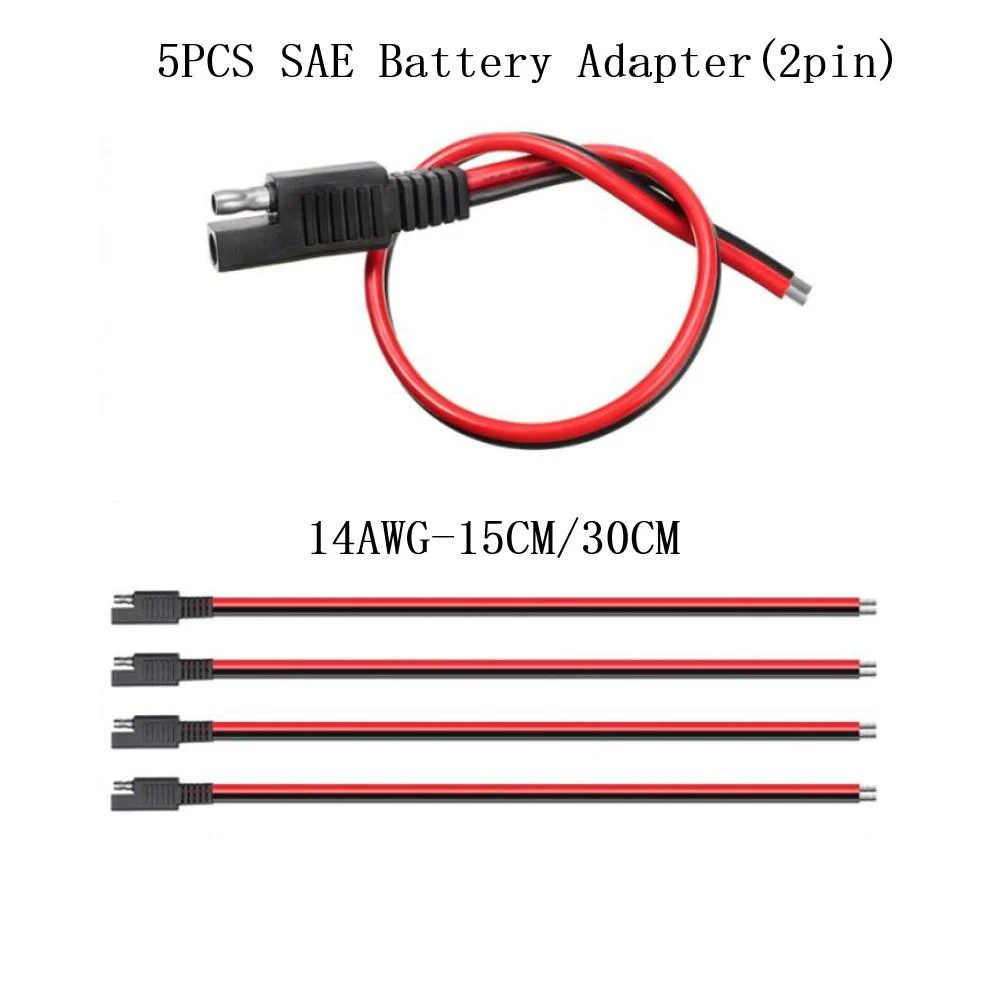 5PCS Battery Charger SAE Connector 12V DC Power Plug DIY Cable 14AWG SAE Power Cord Solar Battery 20A Car Battery Extension Cord