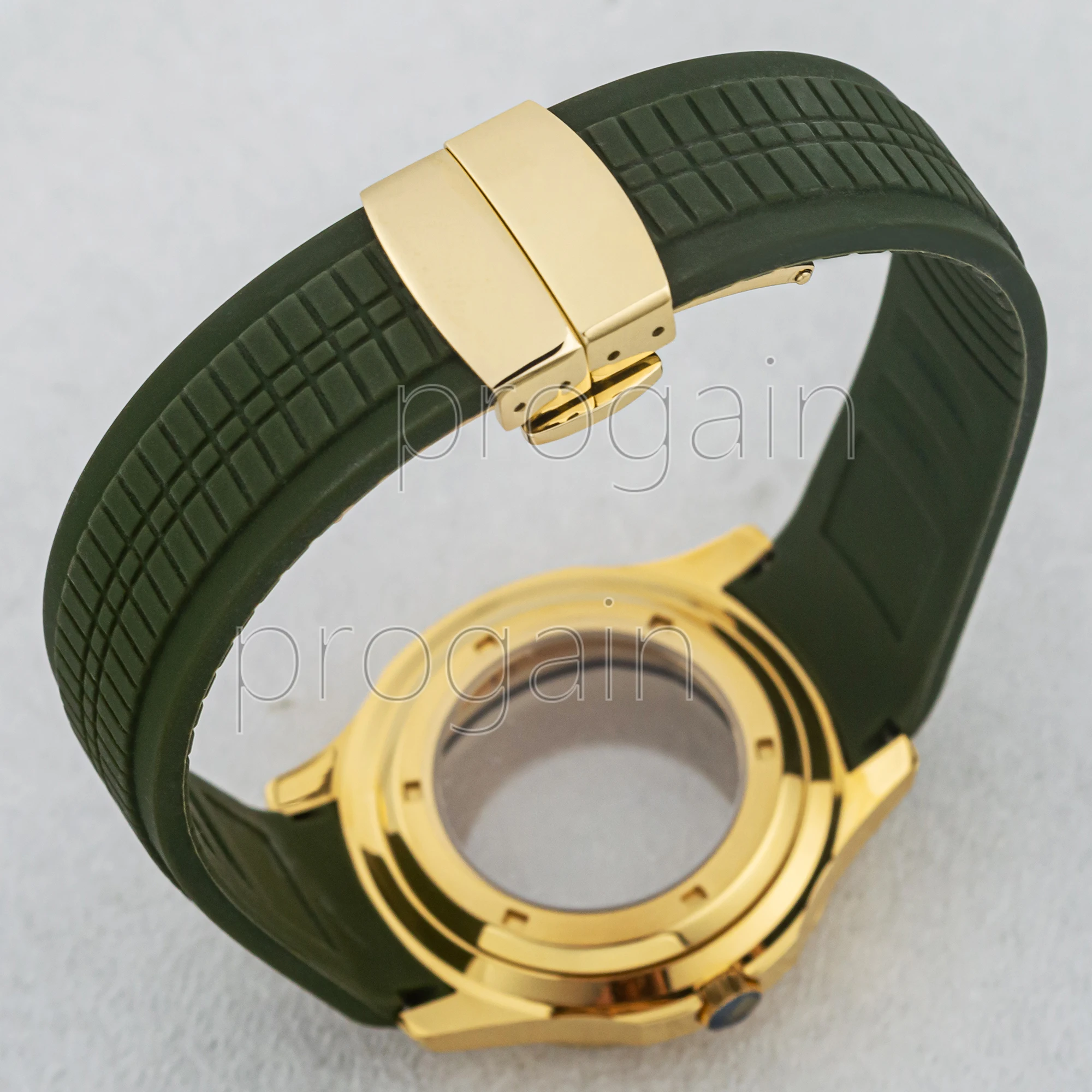 NH35 Case Stainless Steel Rubber Band Bracelet Sapphire Glass Transparent Glass Bottom for Nautilus AQUANAUT NH35 Movement