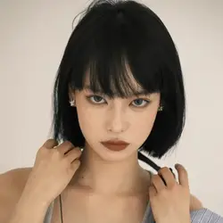 New fashion synthetic wig female short hair natural round face Bob fashion high temperature silk full head cover