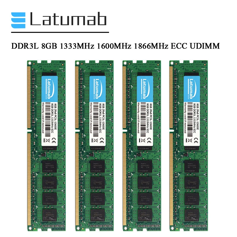 

Latumab Memoria RAM DDR3L 8GB 16GB 32GB 1333 1600 1866 MHz Workstation Memory 240Pin ECC UDIMM PC3L-12800E 1.35V Unbuffered RAM