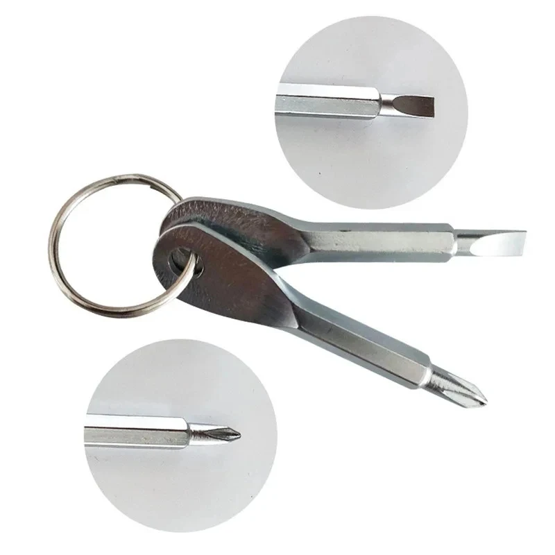 Mini EDC Screwdriver Set, Portable Phillips & Slotted Screwdriver with Key Ring
