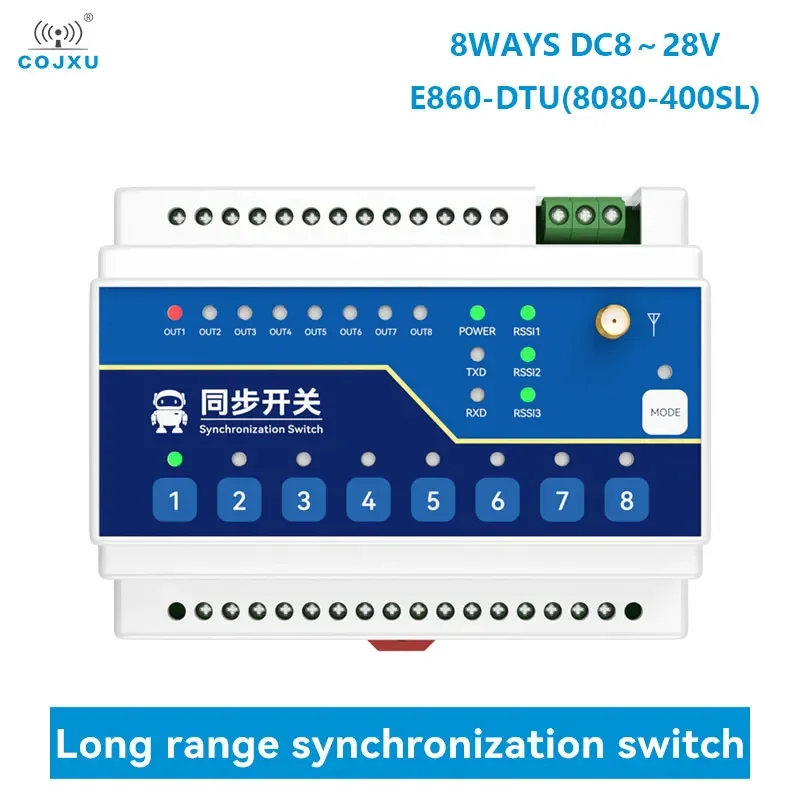 

LoRa 433Mhz 8 Way RS485 Wireless Remote Synchronized Switch DC8-28V COJXU E860-DTU(8080-400SL) 10KM 8 Digital Inputs/Outputs