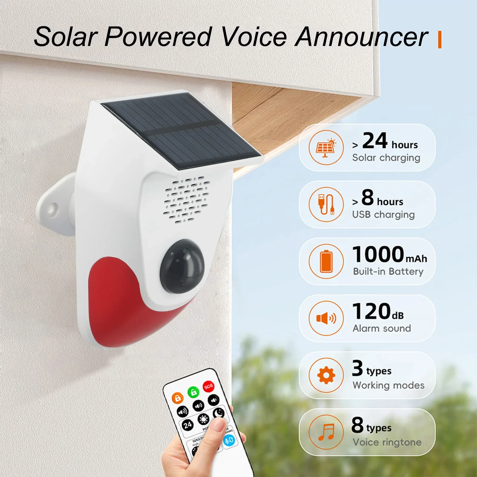 Voice Announcer Infrared Motion Alarm Sound Detector Outdoor Waterproof Solar Voice Announcer 13.5x7.95x6.1cm