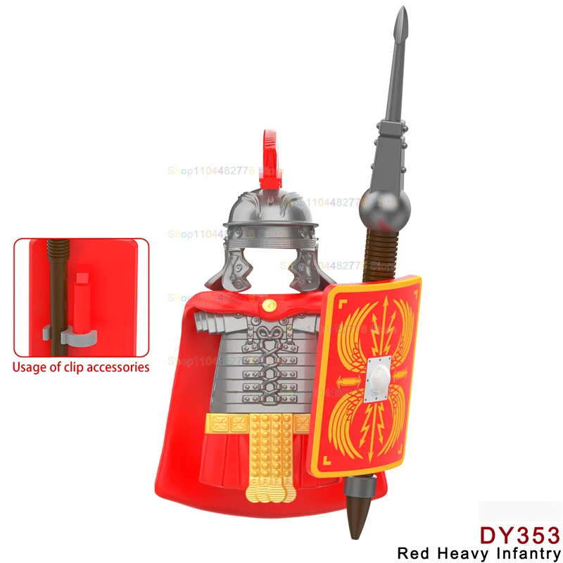 Armure lourde médiévale, guerrier MOC, soldat romain, accessoires d'infanterie, figurines d'action de chevalier, blocs de construction, jouets cadeaux, DY351-362