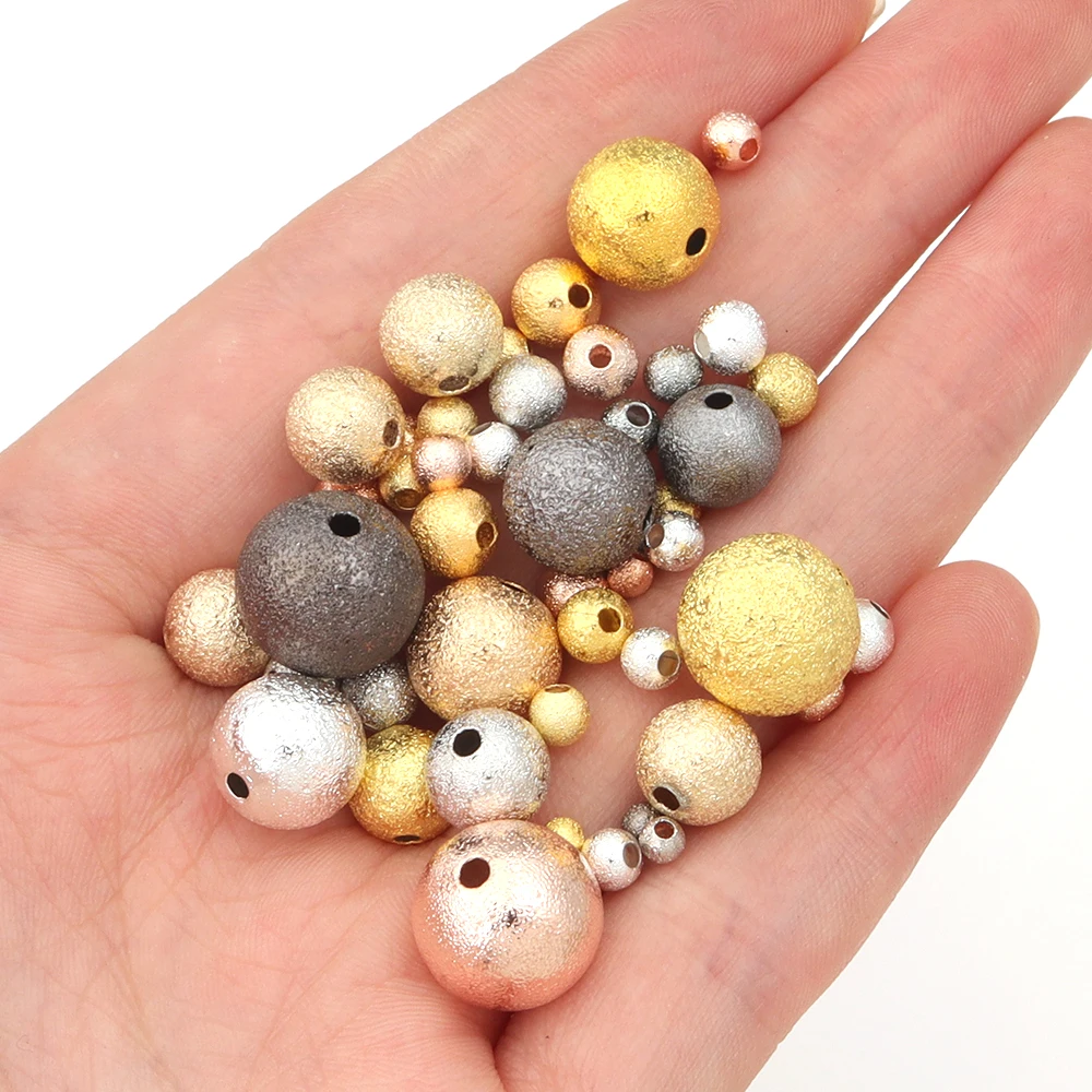 20-100pcs/lot 3-12mm Matte Copper Beads Round Metal Loose Spacer Beads For Jewelry Making DIY Bracelet Necklace Accessories image 3