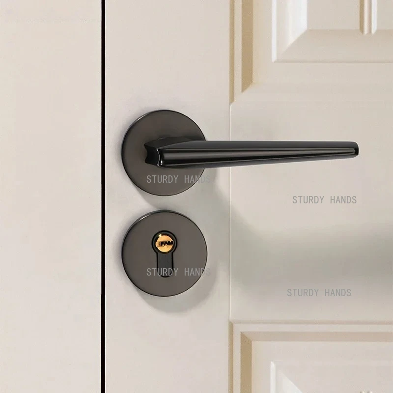 1 set of zinc alloy split lock simple and high-end indoor bedroom silent solid wood door handle split lock with key included
