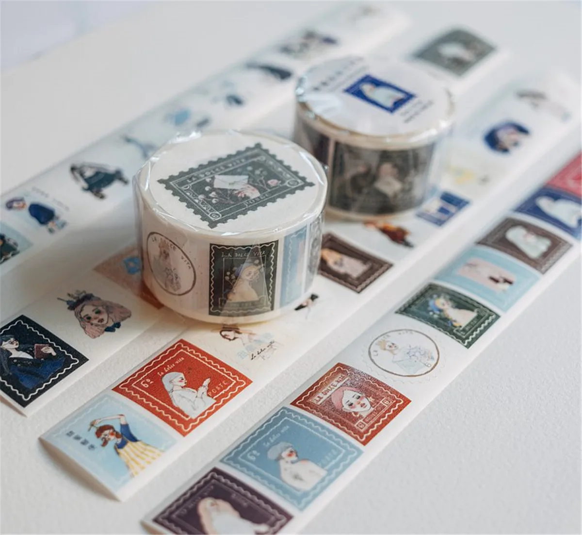 La Dolce Vita Studio Vintage Sweet Stamp Girl Washi PET Tape for Planner Card Making DIY Scrapbooking Plan Decorative Sticker