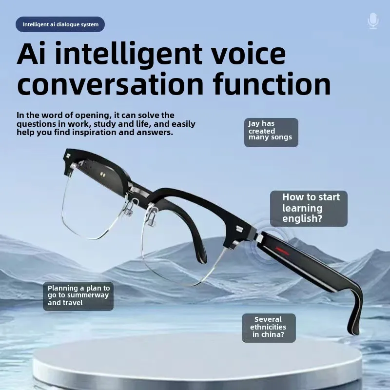 Intelligent glasses AI translation glasses with real-time translation in over 100 languages Bluetooth music built-in microphone