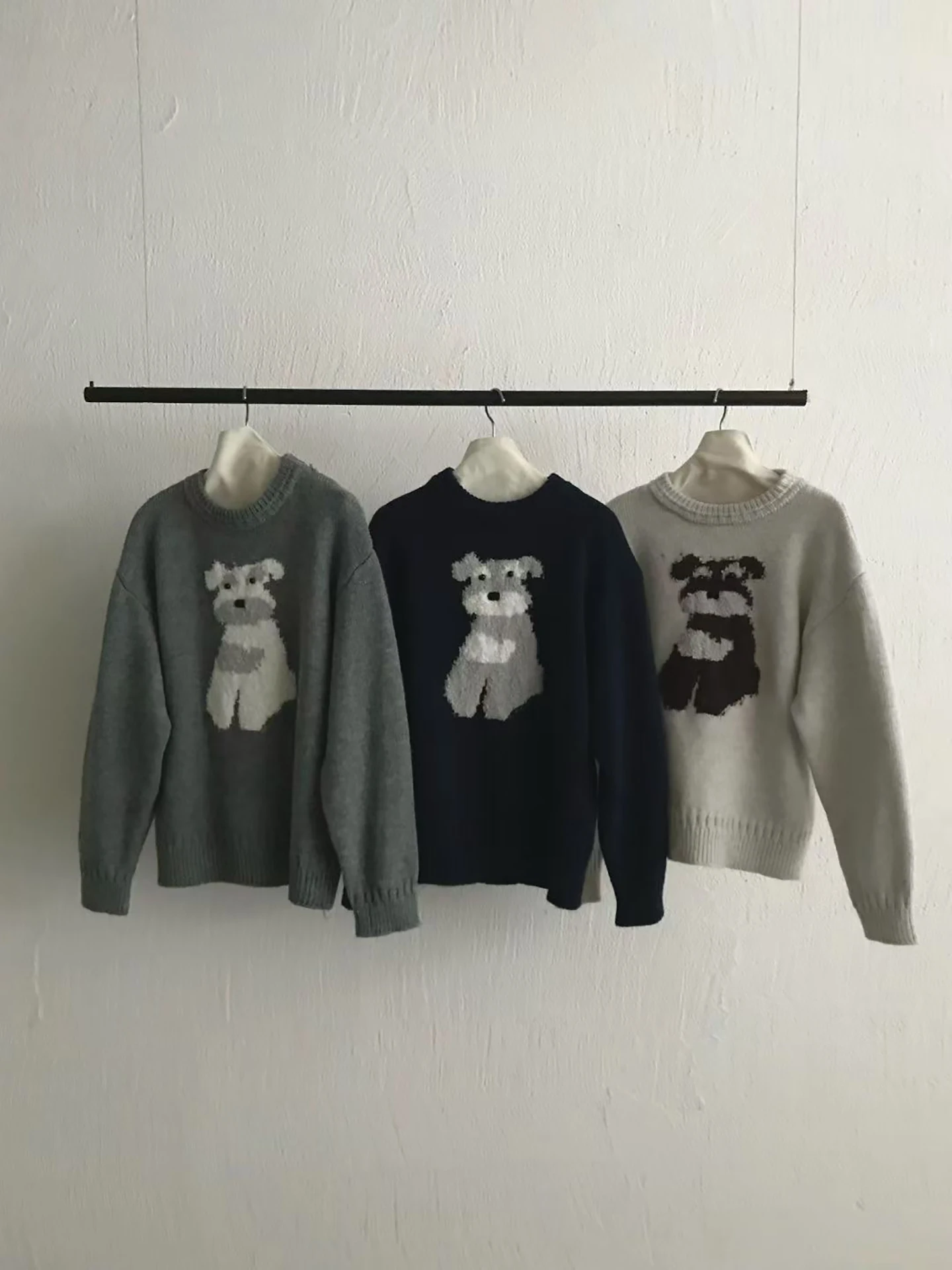 لينة Plu جولة Ne البلوز Fce الكلب طباعة سترة المرأة الخريف الشتاء كسول Sle تخفيض العمر تنوعا محبوك أعلى #5