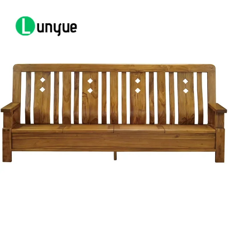 Classic Modern Asian Teak 4 Seat Sofa Set Durable Solid Wood Living Room Furniture