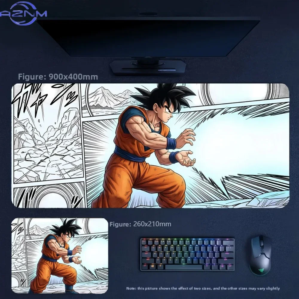 Anime Dragon Ball Goku Black White Lightning Large Mousepad Rubber Non-Slip Gaming Desk Mat Keyboard Pad for Home Office Decor