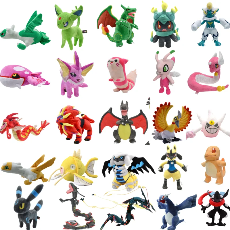 

33 стиля Блестящий Покемон Rayquaza Charizard Kyogre Dradonair Lucario Greninja Eevee Аниме Мягкие игрушки для детей подарки на день рождения