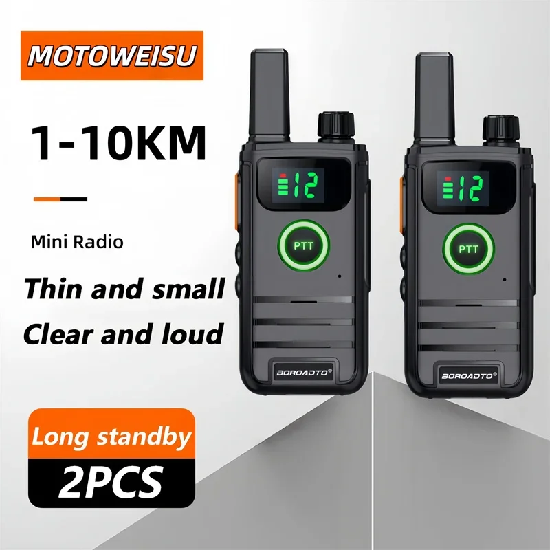 2026 New 2 Pcs Mini PMR446 Walkie Talkies 16CH Portable Two-Way Radio with LCD Display PTT Handheld Radio for Hunting Cafe Hotel