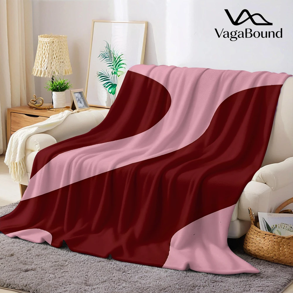 Burgunderrote Wellenmuster Flanell-Decke Warm Weich Halloween Weihnachten Couch Kuschelig Gemütlich Dekorativ Geschenk für Alle Jahreszeiten