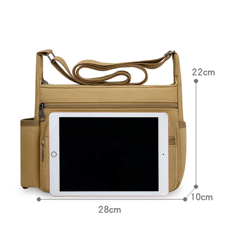 Canvas Package Commuter Shoulder Bag Large Capacity Crossbody Bags Multifunctional Pack with Bottle Pocket Casual Travel Daypack