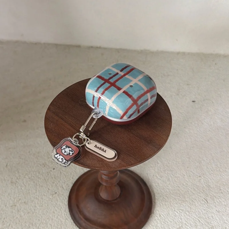 Koreańskie etui na słuchawki w uroczy wzór w kratę do Samsung Galaxy Buds 3 Pro Live Core FE, silikonowe pokrowce na słuchawki do Buds 2 Pro