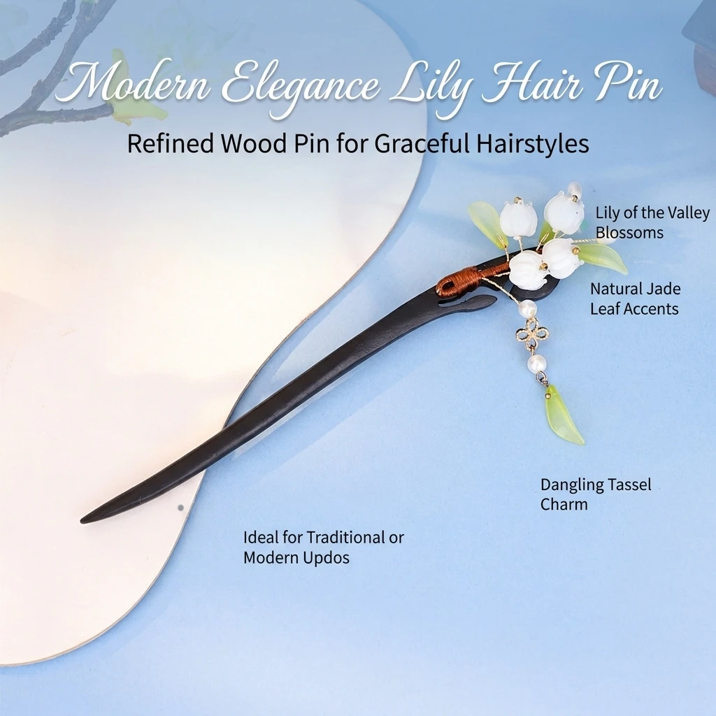 Hairpin White Green Lily Desig - огляд і ціна Women Accessories Shop Design