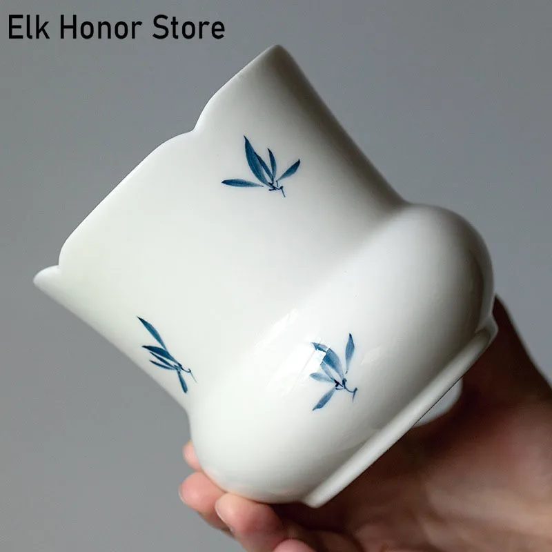 470ml Pure Hand-painted Butterfly Orchid Art Ceramic Jianshui Tea Residue Jar Huating Tea Washing Chinese Style Kung Fu Tea Set