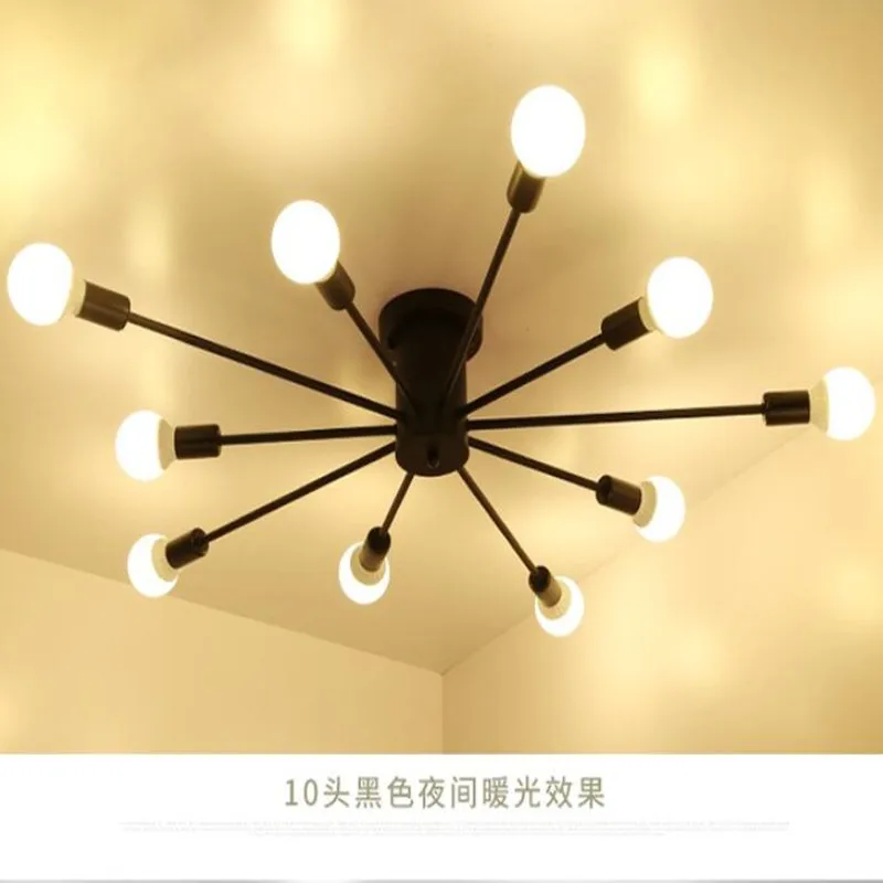 

Vintage metal star chandelier lighting Retro spider chandeliers Semi flush mount ceiling lamp Sputnik light fixture home Lights