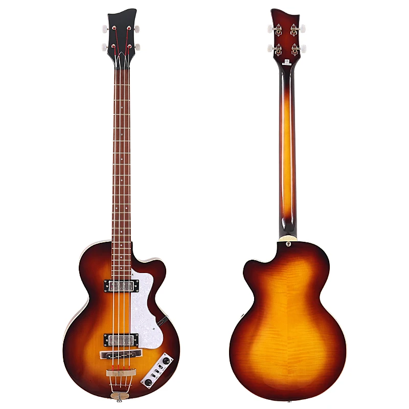 Sunburst 4 Strings Violin Bass Guitar 41 Inch Violin Guitarra Flame Maple Body High Gloss Finish