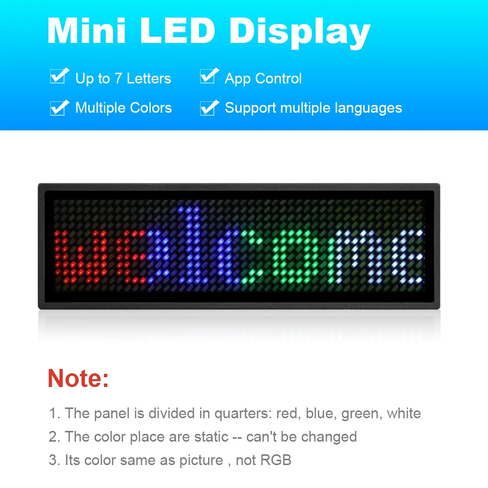 Rechargeable Bluetooth Digital LED Badge Insignia DIY Programmable Scrolling Message Board Mini LED Display LED Name Tag
