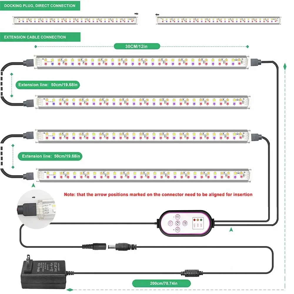 Imagem -02 - Full Spectrum Led Grow Light Bar Cor do Temporizador Ajustar o Uso Fácil com Controle Remoto Estufa Interior Prateleira de Plantas 60 Grânulos 12v