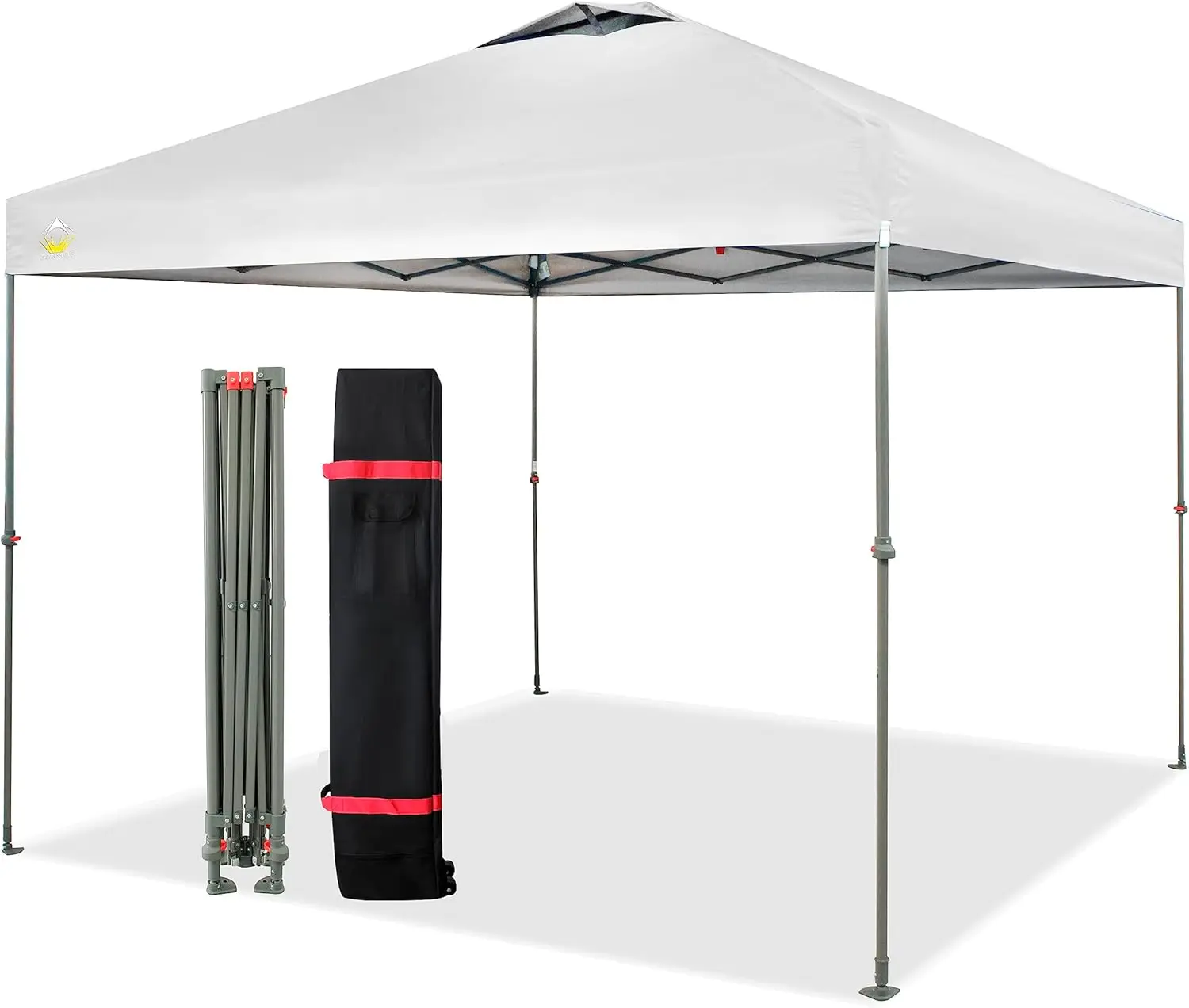 SHADES 10x10 Canopy Tent, Pop Up Beach Tent for Outdoor Shades with Wheeled Bag, 8 Stakes, 4 Ropes, Outdoor Canopy, White