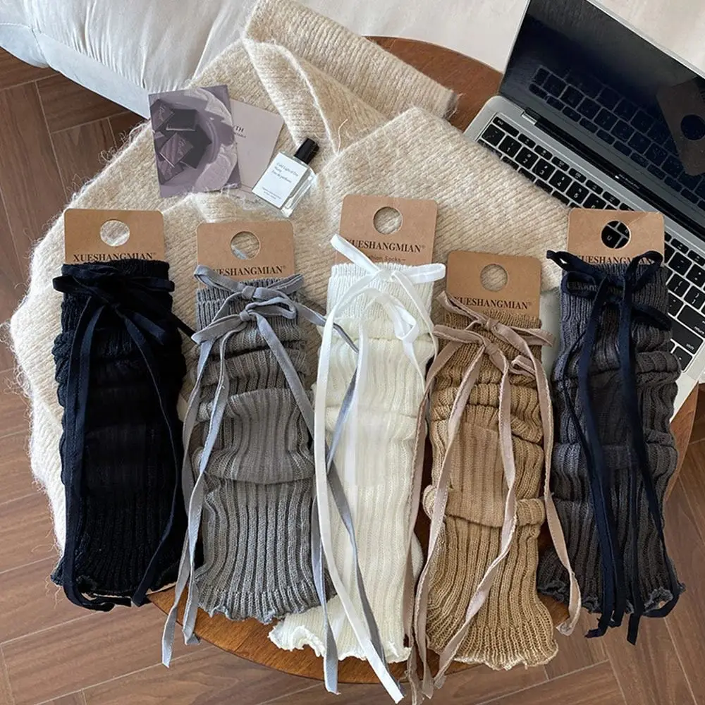 Sweet Solid Color Kids Lace Leg Warmers Knitted Elastic Foot Cover Soft Fabric Lace Trim Lolita Style Socks Children Wear