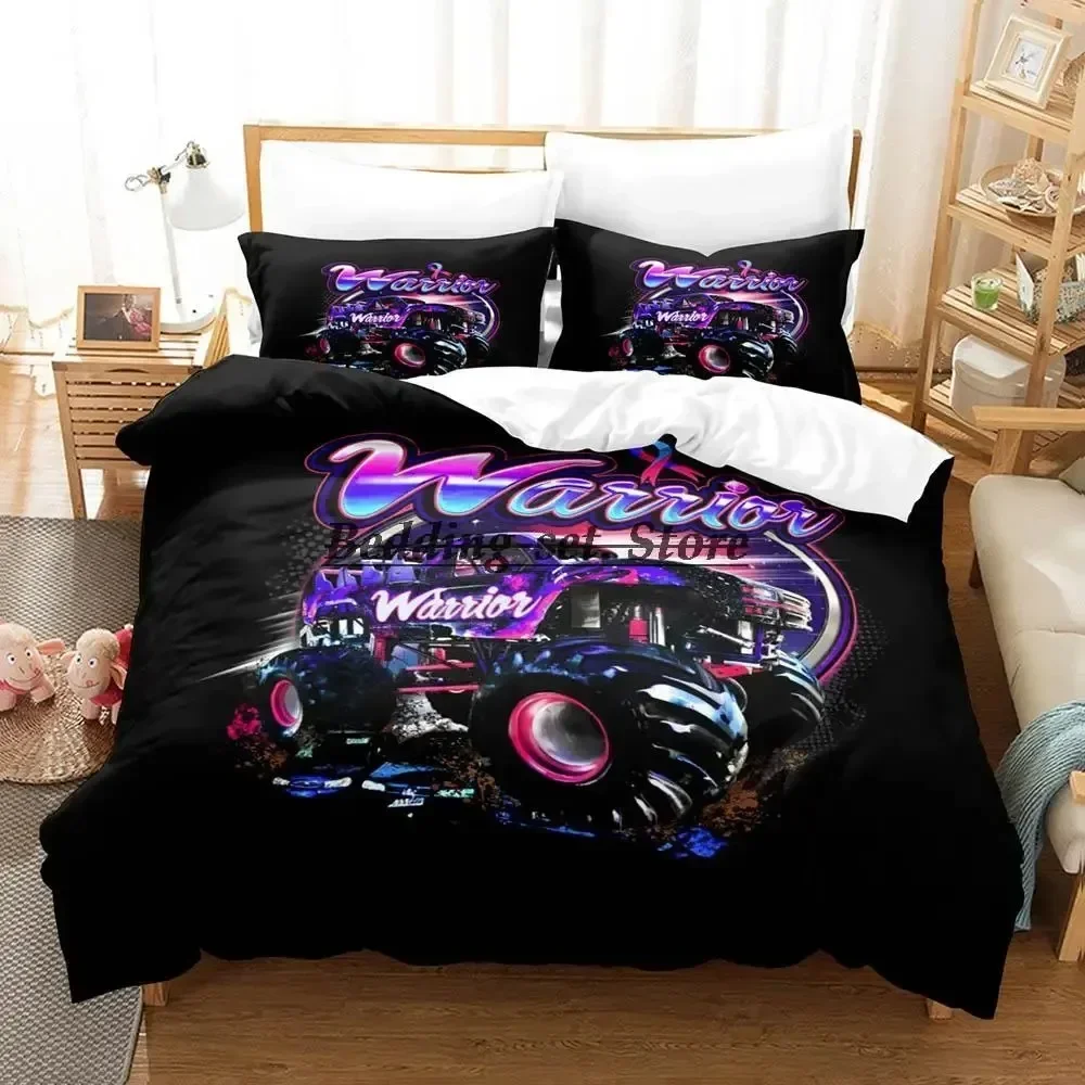 2023 Monster Jam Bedding Set Single Twin Full Queen King Size Bed Set Aldult Kid Bedroom Duvetcover Sets 3D Anime Bed Sheet Set