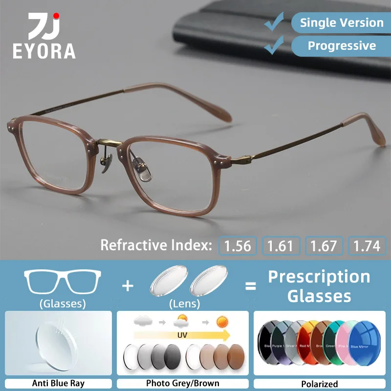 

EYORA Ultralight Full Rim Acetate-Ti Reading Glasses Myopia Eyewear Hyperopia Anti Blue Ray Progressive Photochromic Eyewear