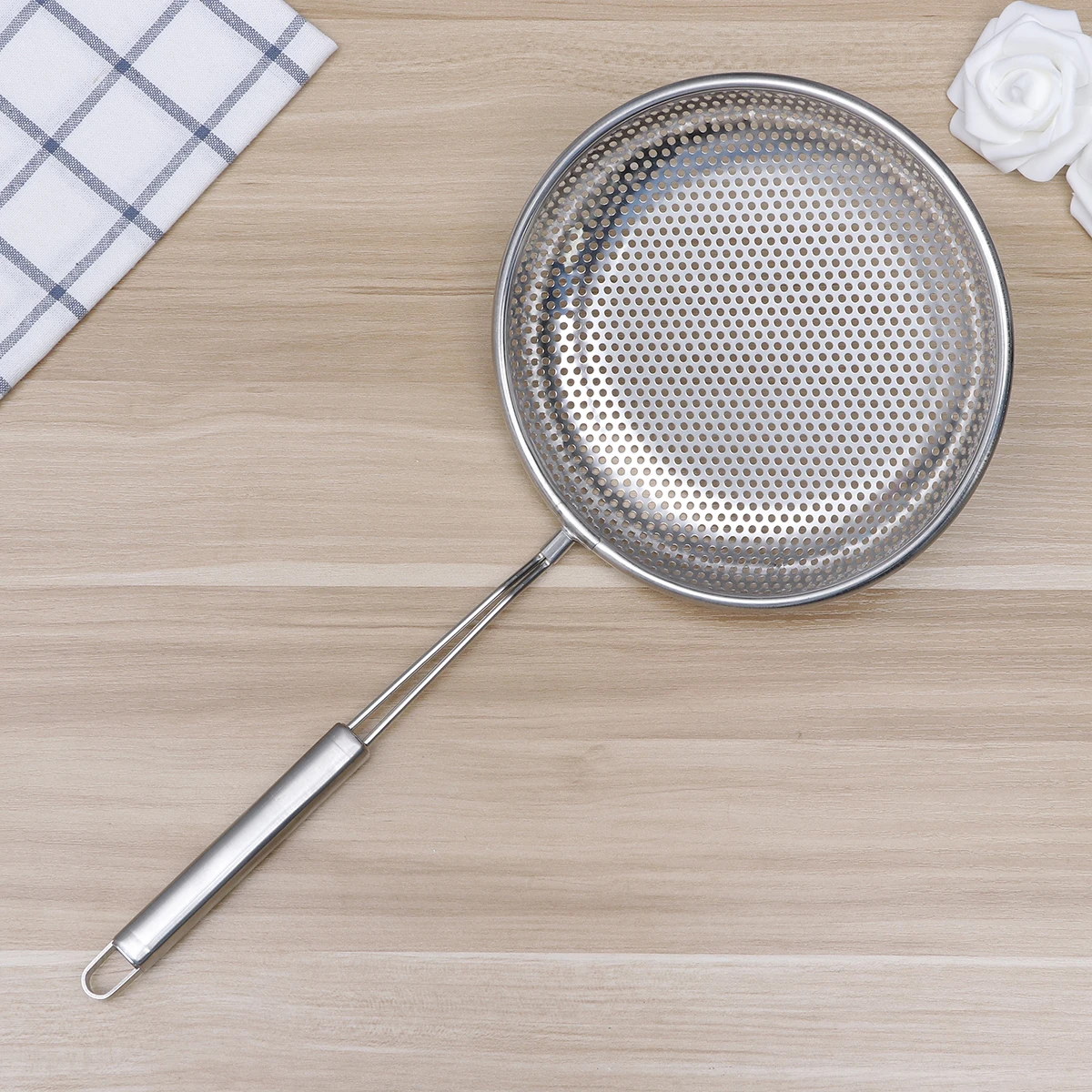 

20Cm Stainless Steel Square Handle Skimmer Spoon Fine Mesh Oil Filter For Frying French Fries Vegetables Dumplings Hot Pot