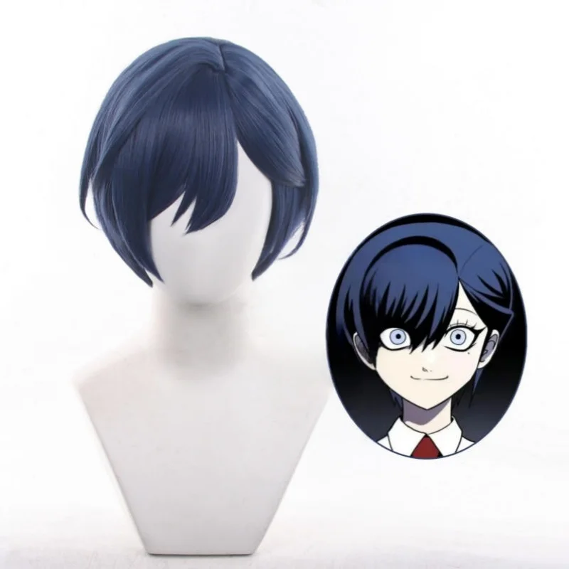 

YoonGaram Cosplay Wig Yin Jialan Black Blue Wig Anime Heat Resistant Synthetic Wigs Halloween Carnival Party Costume + Wig Cap