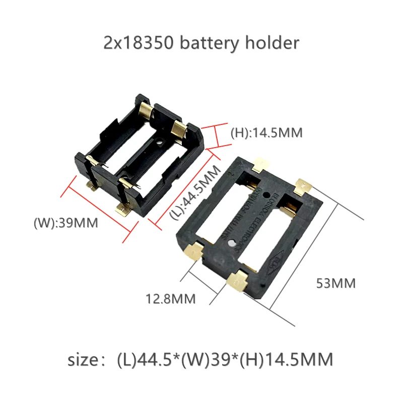 1x 2x 18350 Battery Holder Smd Smt Batteries Case Storage Box Nylon With Bronze Pins 1 2 Slot