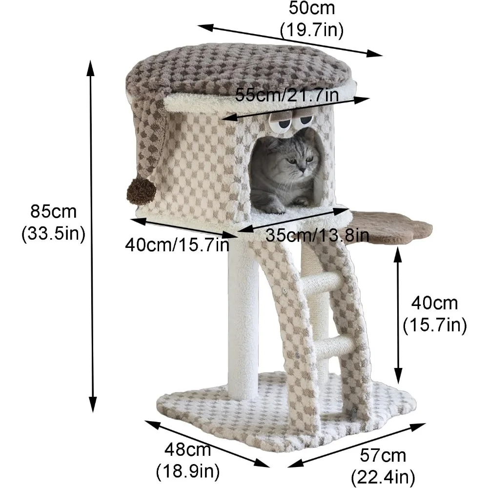 برج قطط حديث داخلي مع سلم تسلق ومركز أنشطة ومنزل لعب للقطط والقطط