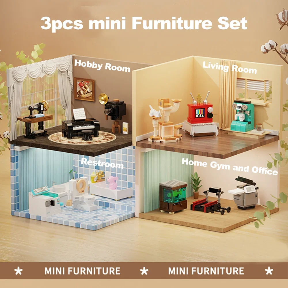 Odblokuj kreatywność swojego dziecka dzięki klockom do dekoracji scen meblowych DIY - idealny prezent do dekoracji domu