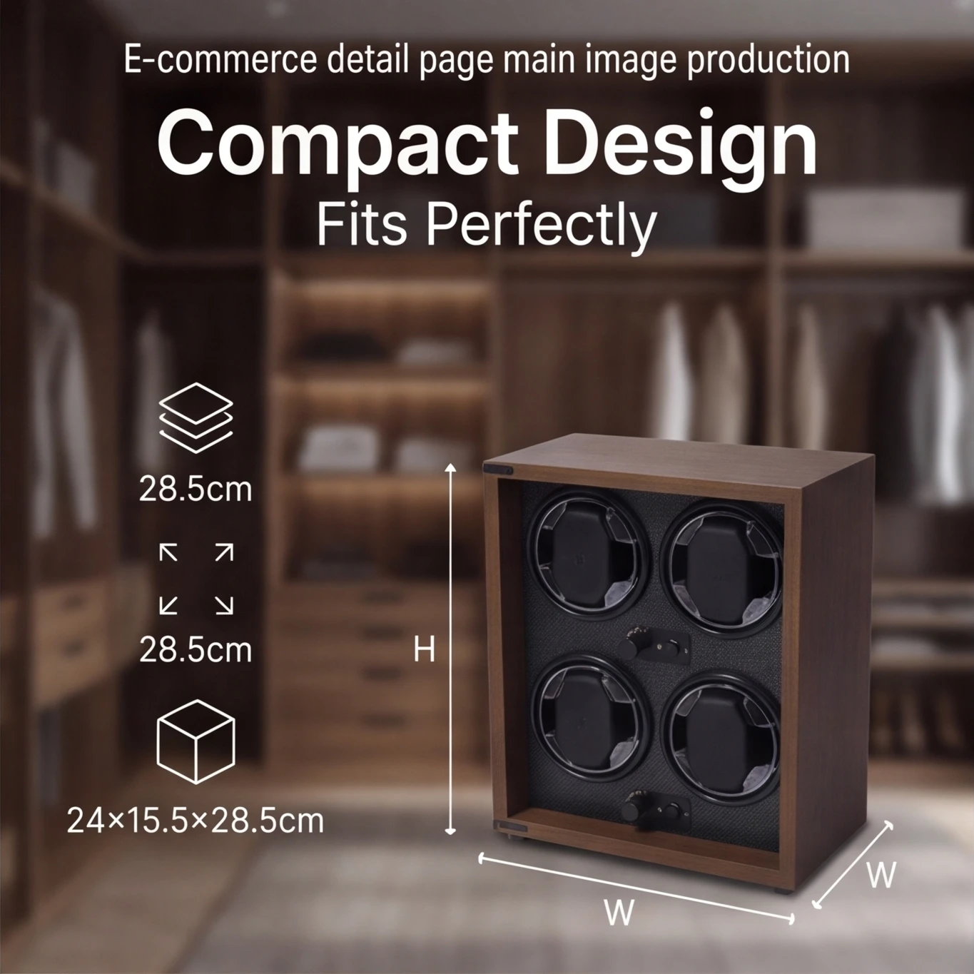 4 Slots Automatic Watch Winder Carbon Fiber Watch Rotator Box Blue LED Light Ultra Quiet Motor Anti-Magnetic Watch Storage Case