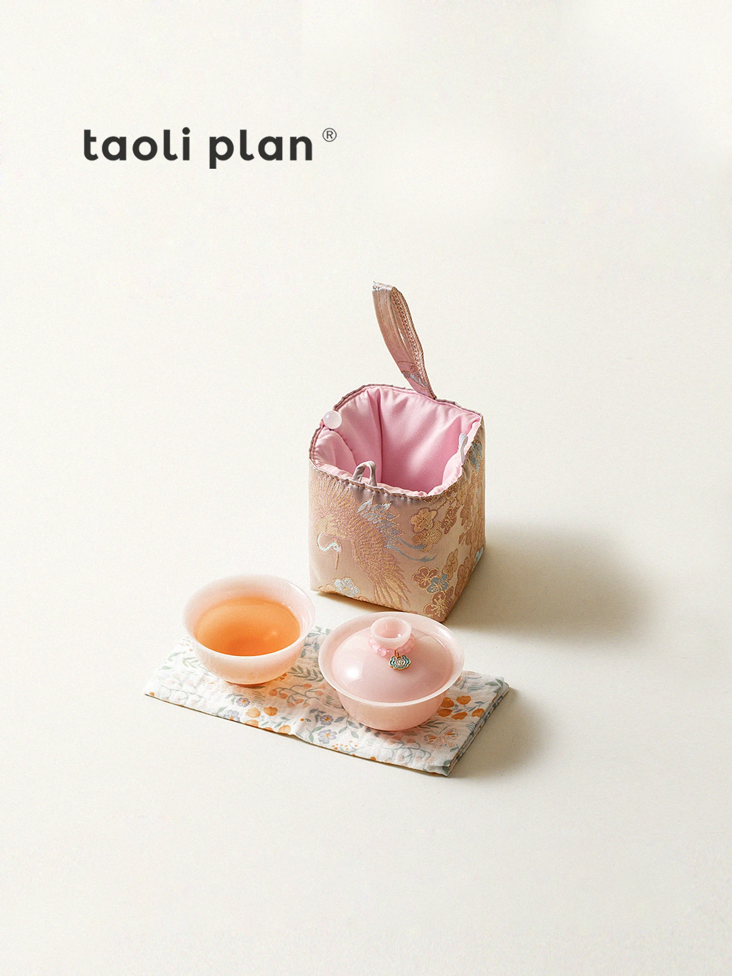 

Портативный чайный набор ручной работы Cerc, легкий, розового цвета, с дизайном Blo, для одного человека, TaoLiPlan, для использования на открытом воздухе