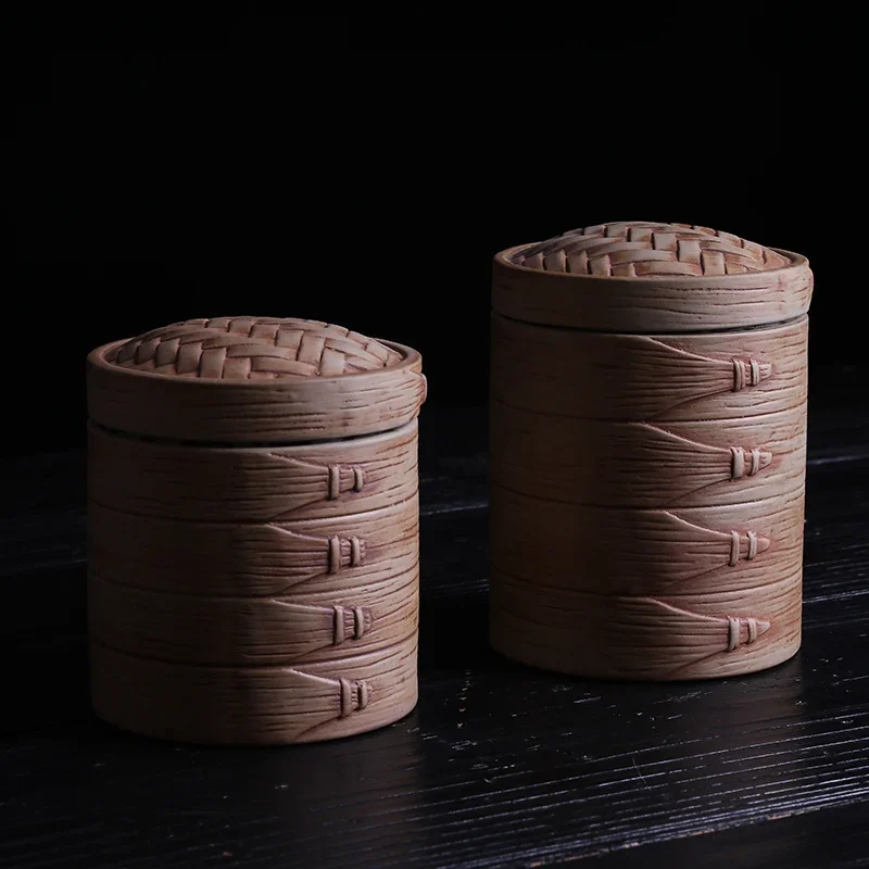 Retro Crude Pottery Tea Pot Portable Chinese Style Clay Pot Sealed Ceramic Storage Tank for Tea Ceremony Accessories Teapot